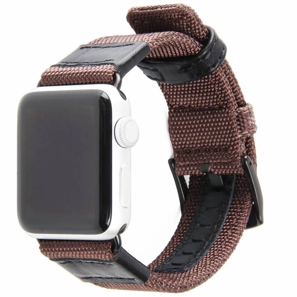 Apple Watch nylon military band - bruin - iwatch - Horlogeband Armband Polsband