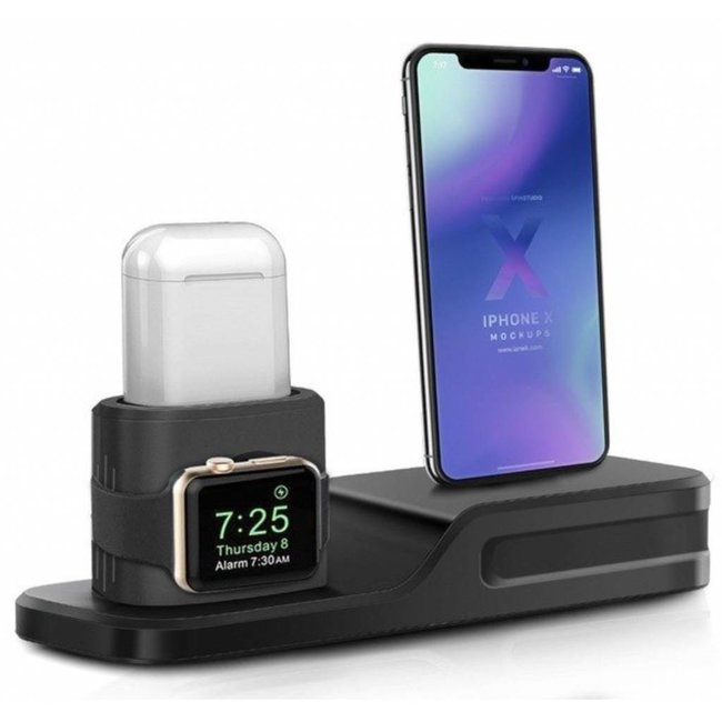 Apple watch silicone 3 in 1 dock-black - 123watches B.V.