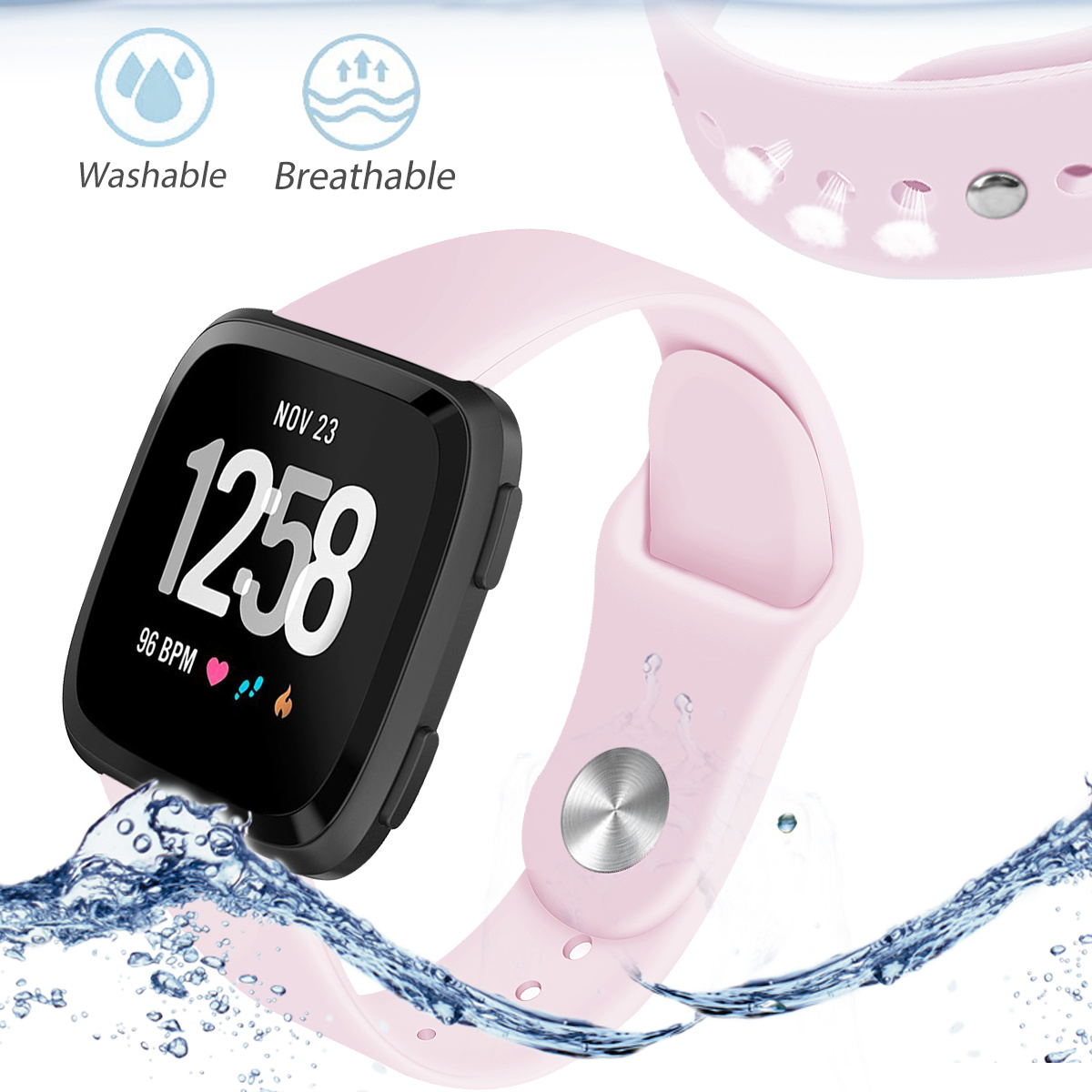 Fitbit versa silicone band - pink - 123Watches.nl