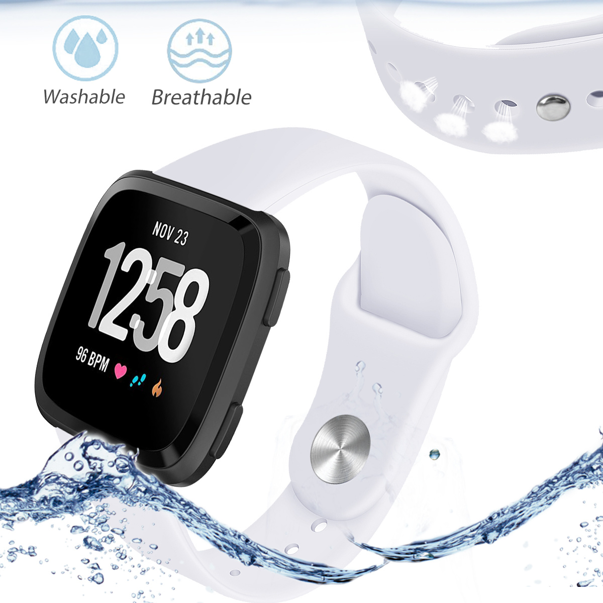 Fitbit versa silicone band - white - 123watches B.V.