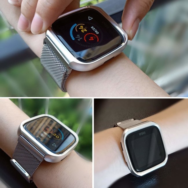Fitbit versa milanese case band - silver - 123watches B.V.
