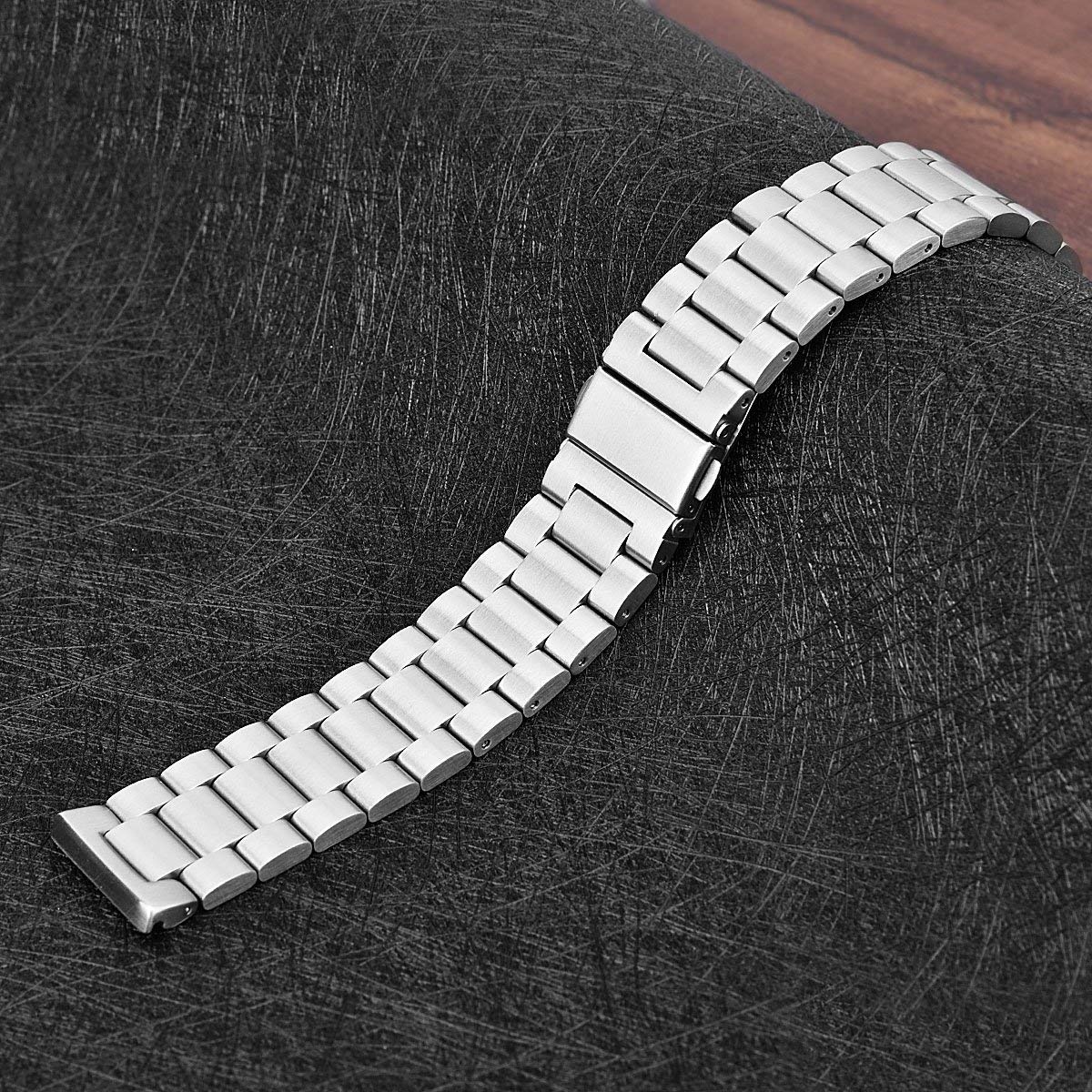 Fitbit versa 3 beads steel link band - silver - 123Watches.nl