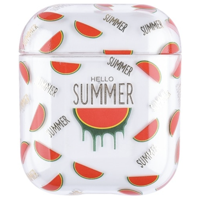 Merk 123watches Apple AirPods 1 & 2 transparant fun hard case - watermeloen