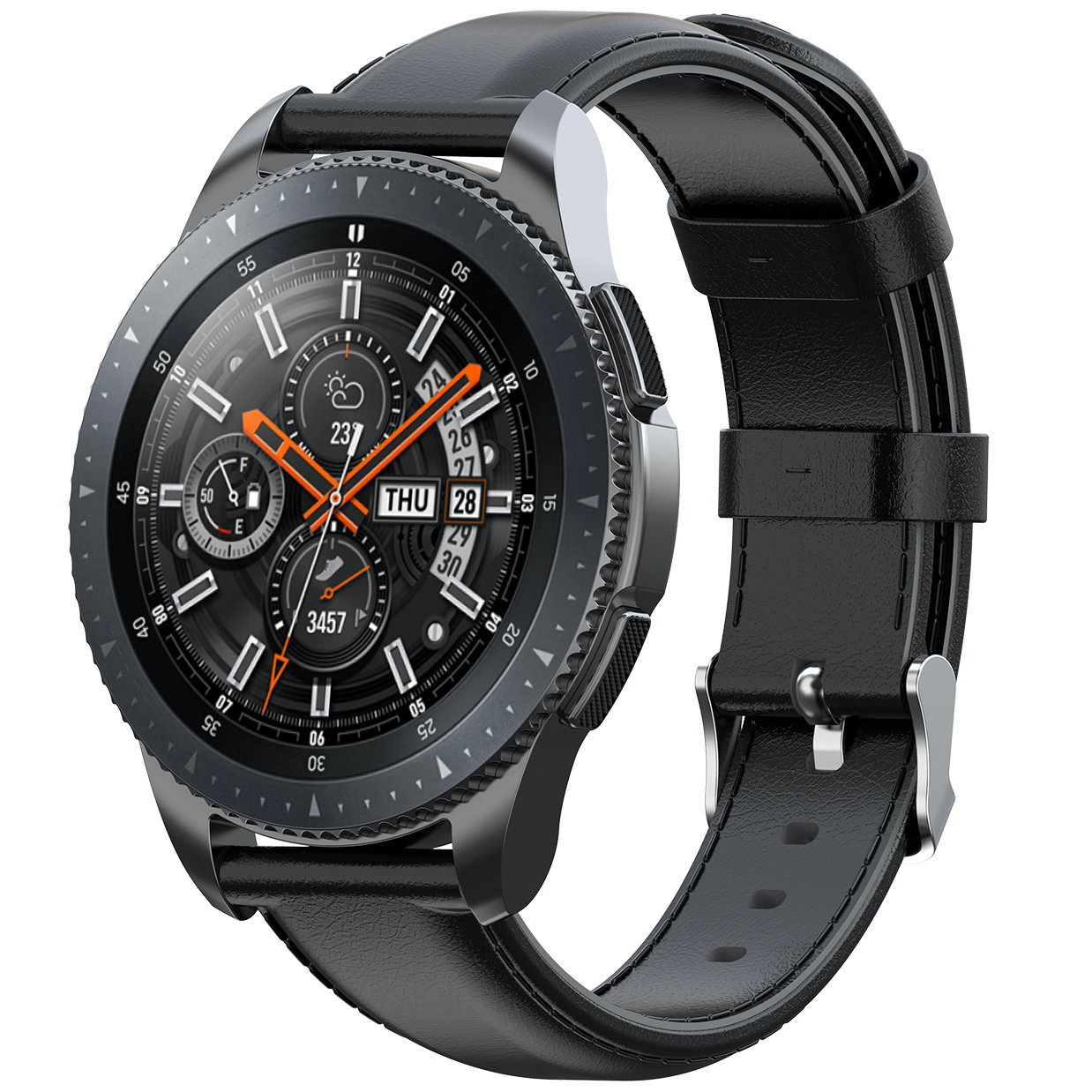 Watch GT Leren Band - Maat 22mm - Zwart - Geschikt Voor Huawei - Horlogeband - Armband - Polsband