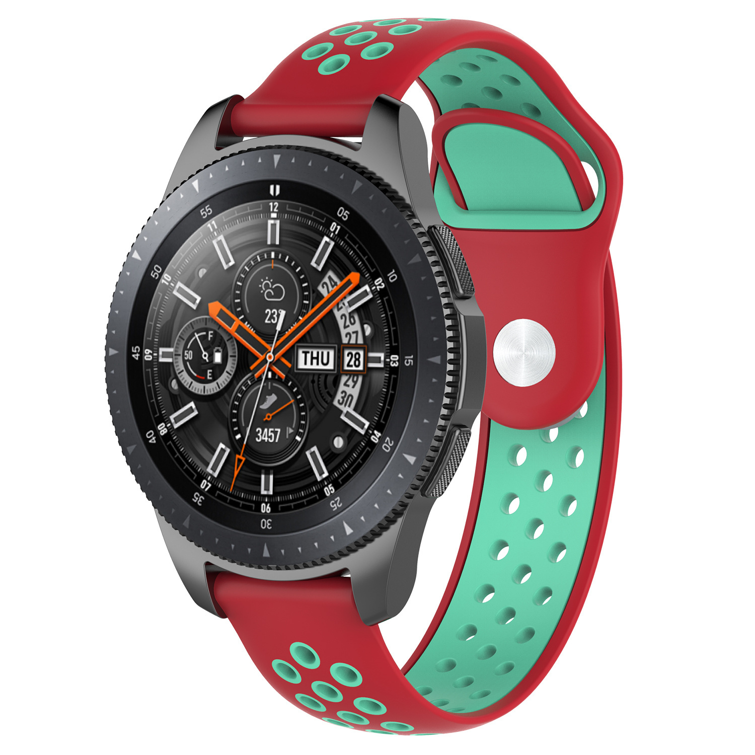 Huawei Watch GT silicone dubbel band - rood groenblauw - Horlogeband Armband Polsband