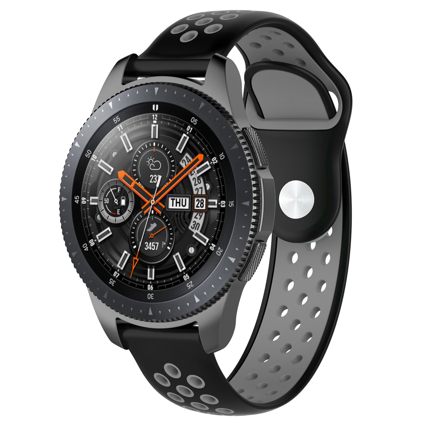 Watch GT Silicone Dubbel Band - Maat 22mm - Zwart Grijs - Geschikt Voor Huawei - Horlogeband - Armband - Polsband