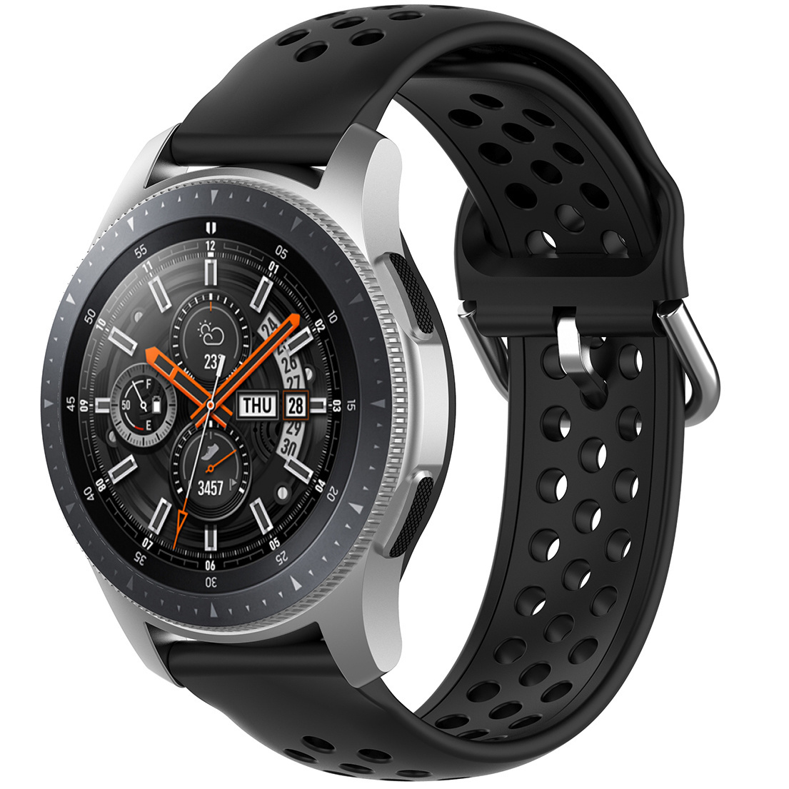 Watch GT Silicone Dubbel Gesp Band - Maat 20mm - Zwart - Geschikt Voor Huawei - Horlogeband - Armband - Polsband
