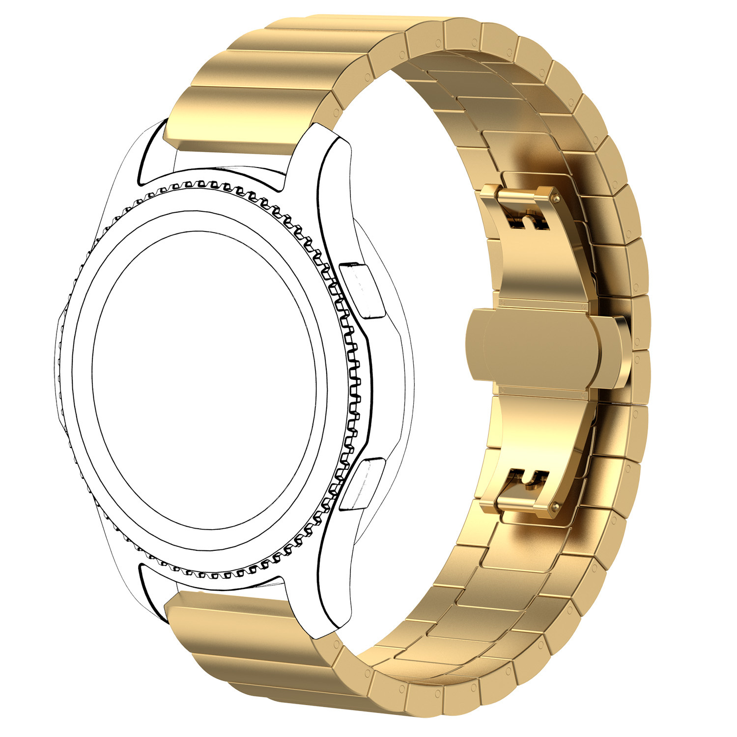 Huawei Watch GT stalen schakel band - goud - Horlogeband Armband Polsband