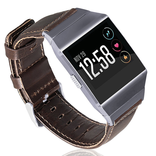 Merk 123watches Fitbit Ionic genuine leather band - dark brown