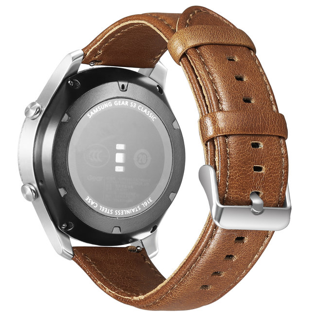Goedkope Garmin Vivoactive / Vivomove genuine leren band - lichtbruin -  123watches B.V.