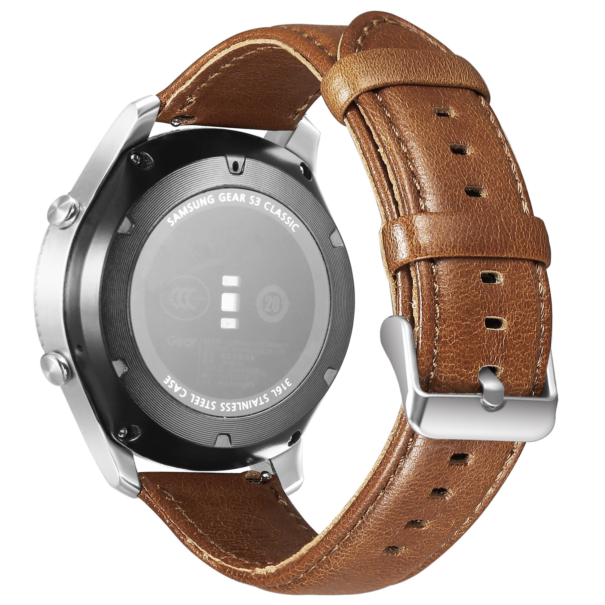Huawei Watch GT genuine leren band - lichtbruin - Horlogeband Armband Polsband