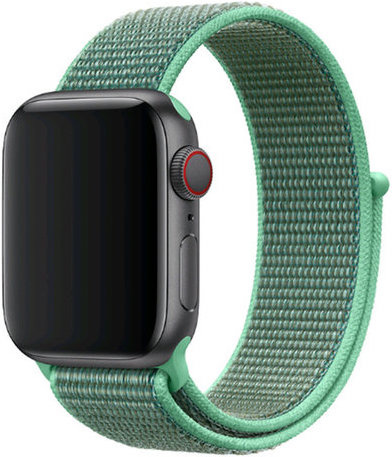 Apple Watch Nylon Sport Loop Bandje - Groene Munt - Geschikt voor 42mm/44mm/45mm/49mm