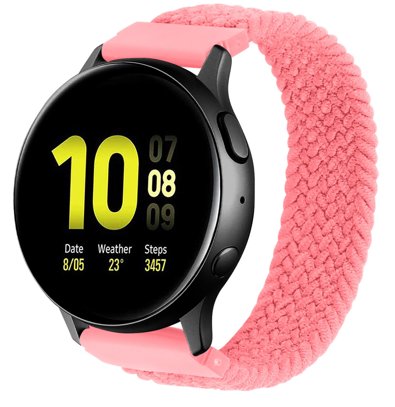 Galaxy Watch Gevlochten Solo Band - Maat 20mm - S - Roze Punch - Geschikt Voor Samsung - 20mm - S Horlogeband - Armband - Polsband