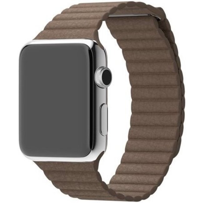 Goedkope Apple watch PU leren ribbel band - bruin - 123watches B.V.