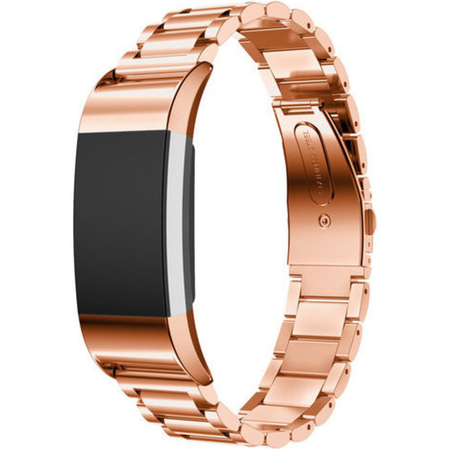 Merk 123watches Fitbit charge 2 beads steel link - rose gold