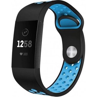 Goedkope Fitbit charge 3 \u0026 4 sport band - zwart blauw - 123watches B.V.