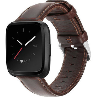 Merk 123watches Fitbit Versa genuine leather band - dark brown