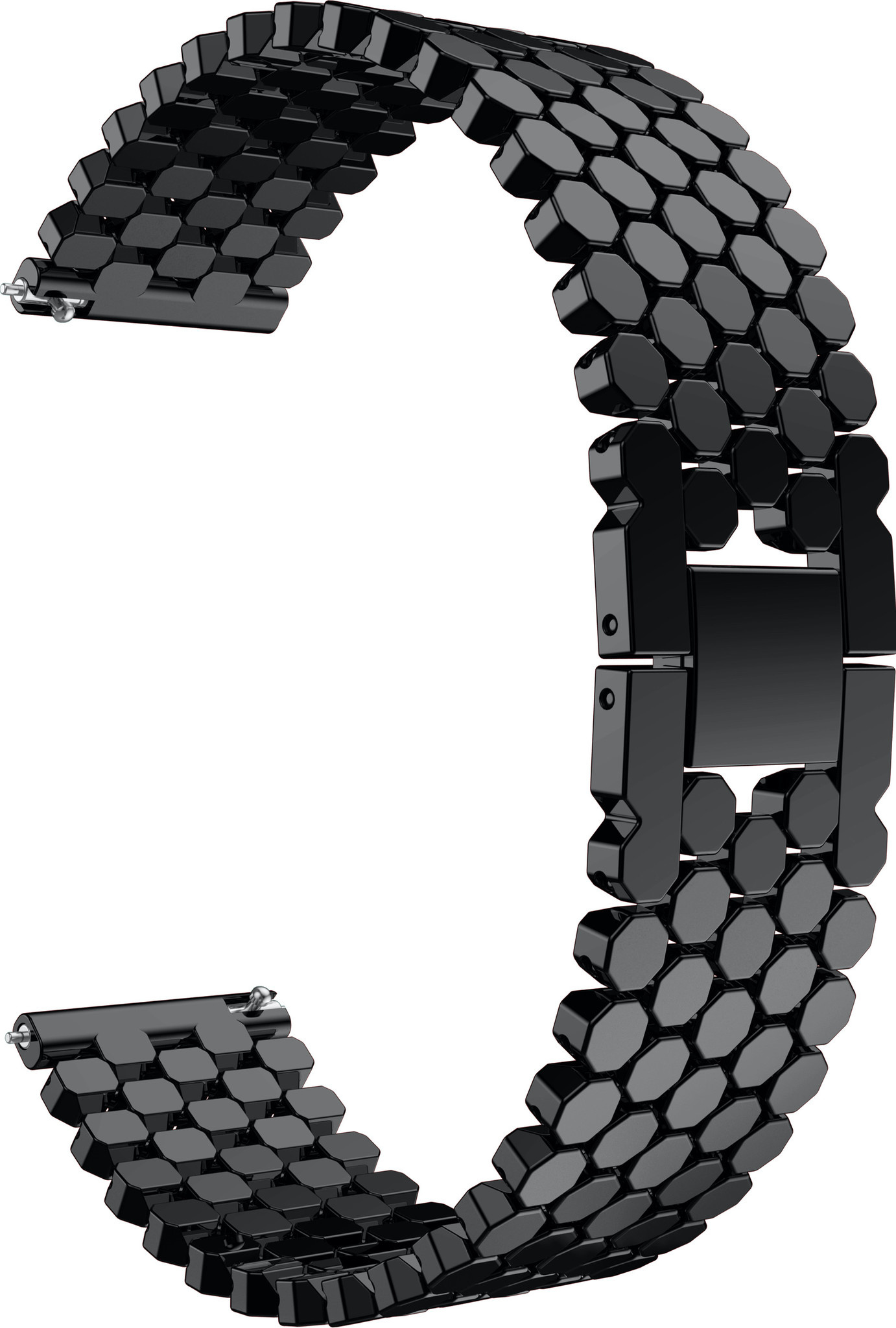 Watch GT Vis Stalen Schakel Band - Maat 20mm - Zwart - Geschikt Voor Huawei - Horlogeband - Armband - Polsband