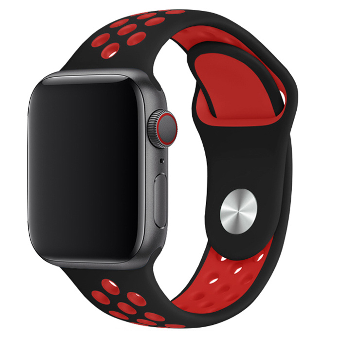 Apple Watch dubbel sport band - zwart rood - iwatch - Horlogeband Armband Polsband