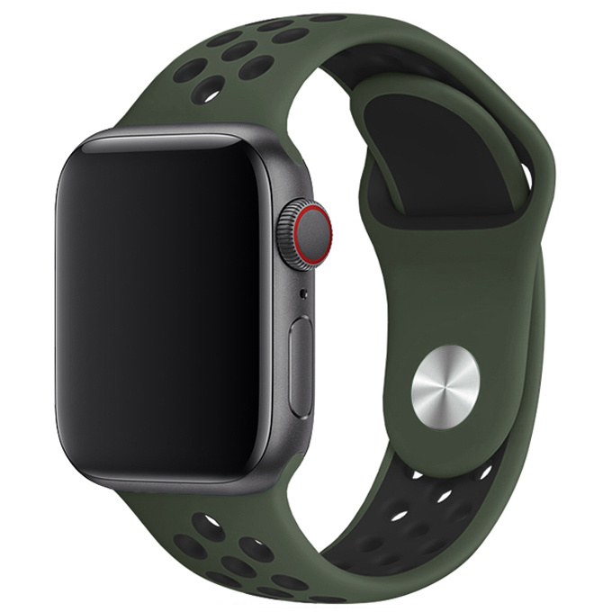 Apple Watch dubbel sport band - army groen zwart - iwatch - Horlogeband Armband Polsband