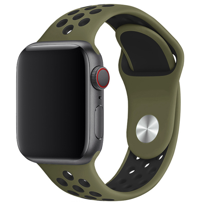 Apple Watch dubbel sport band - olijf zwart - iwatch - Horlogeband Armband Polsband