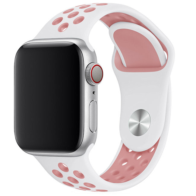 Merk 123watches Apple Watch dubbel sport band - wit roze