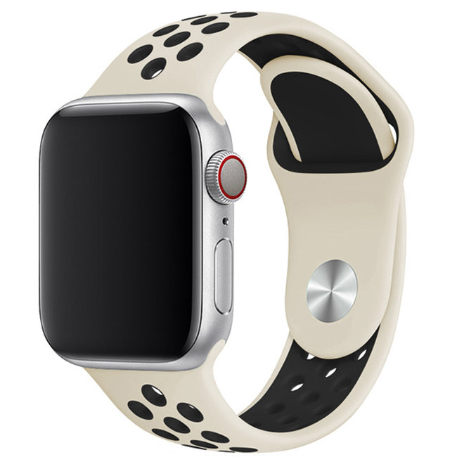 Apple Watch dubbel sport band- antiekwit zwart