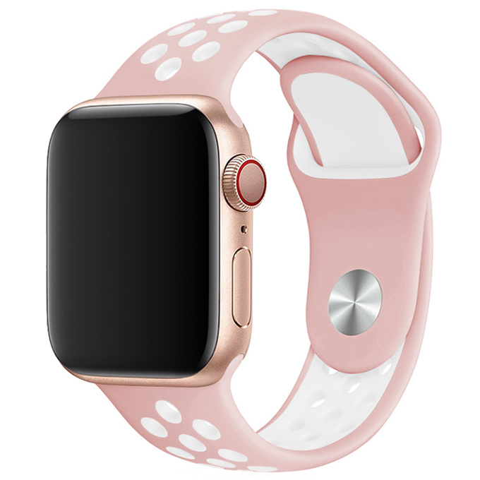 Apple Watch dubbel sport band- lichtroze wit - iwatch - Horlogeband Armband Polsband