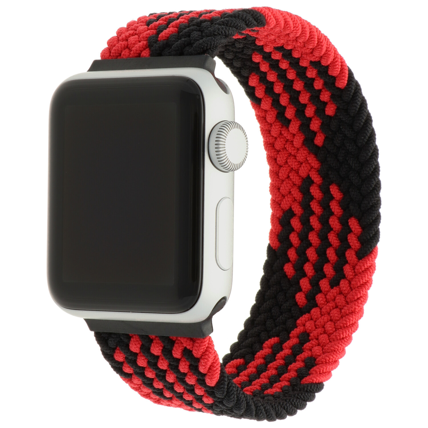 Apple Watch gevlochten solo band - rood zwart - iwatch - Horlogeband Armband Polsband