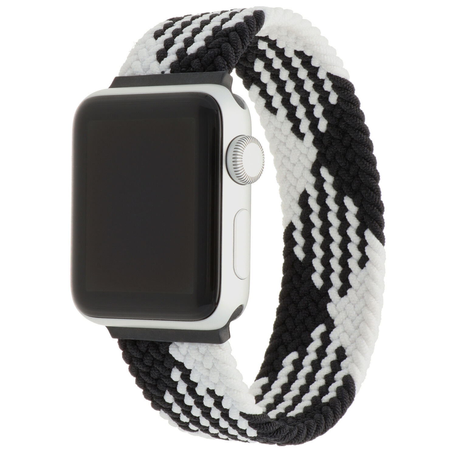 Apple Watch gevlochten solo band - wit zwart - iwatch - Horlogeband Armband Polsband