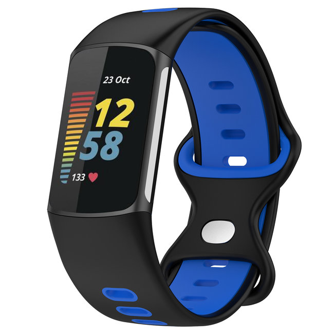 Fitbit Charge 5 dubbel sport band - zwart blauw