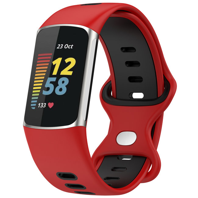 Fitbit Charge 5 dubbel sport band - rood zwart