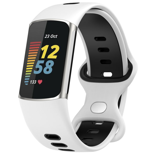 Fitbit Charge 5 dubbel sport band - wit zwart