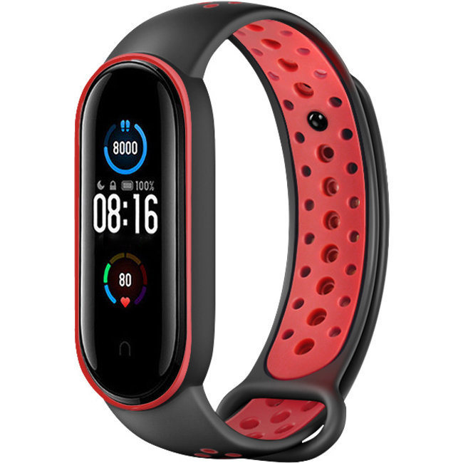 Xiaomi Mi band 5/6 double sport band - black red