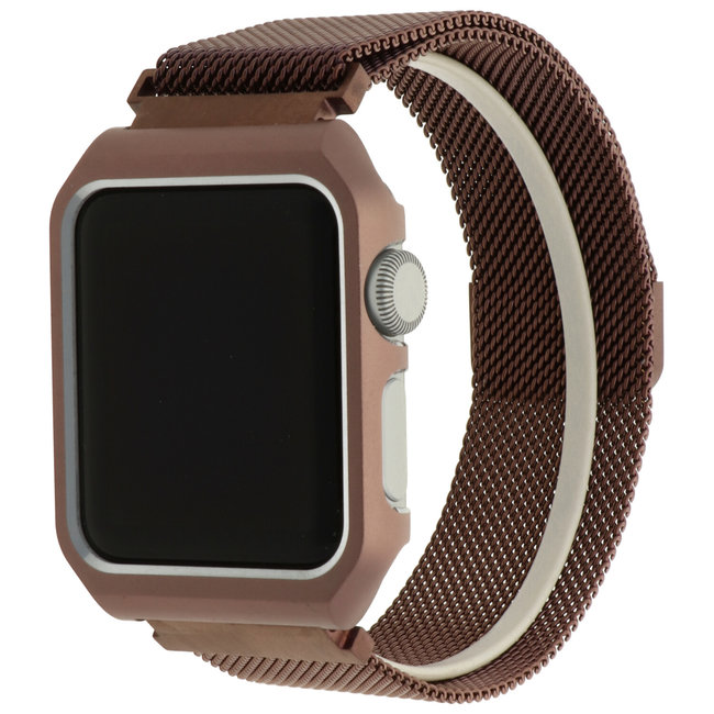Merk 123watches Apple Watch milanese case band - bruin