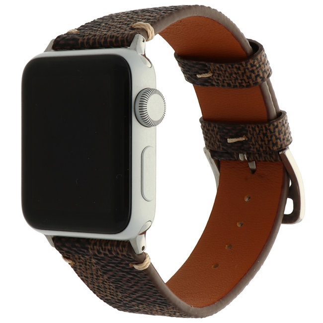 Merk 123watches Apple Watch leren grid band - bruin
