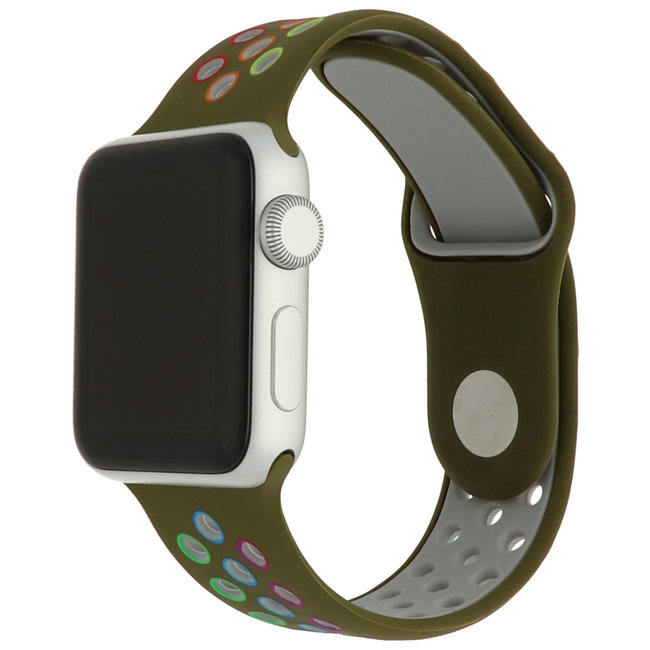 Merk 123watches Apple watch double sport bandje - colorful green