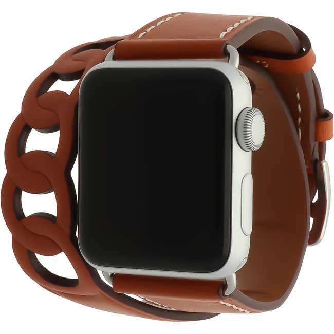 Apple watch leather double tour band - brown