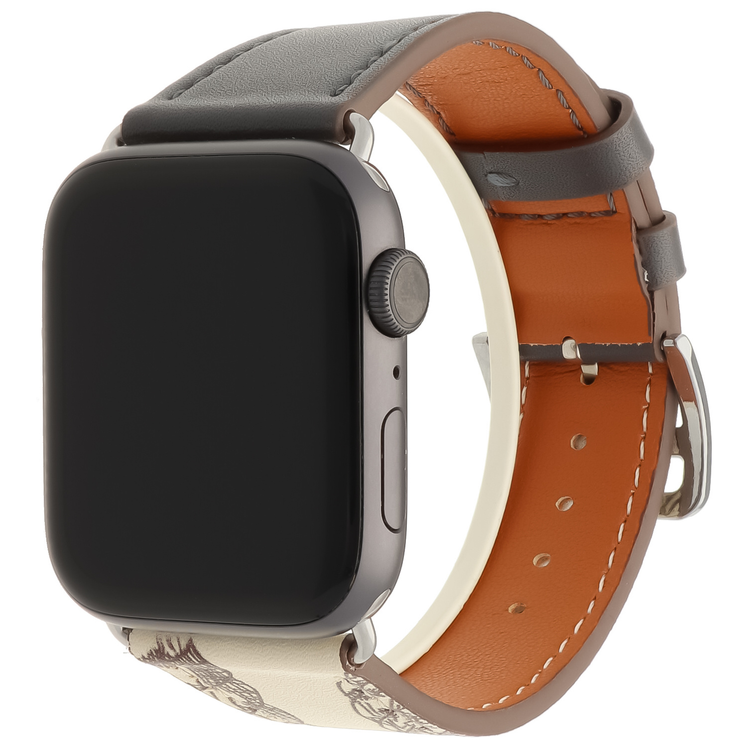 Apple Watch leren single tour - grijs wit