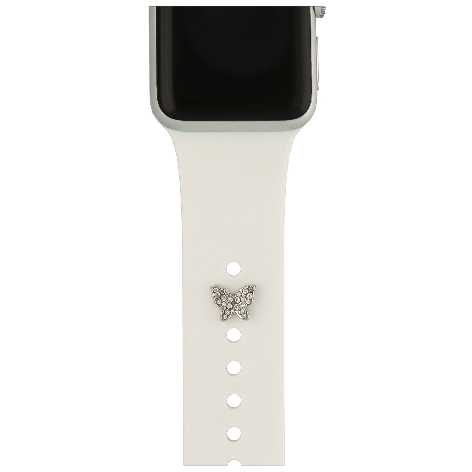 Apple Watch Sieraad Vlinder Steentjes - Zilver - Geschikt voor alle maten