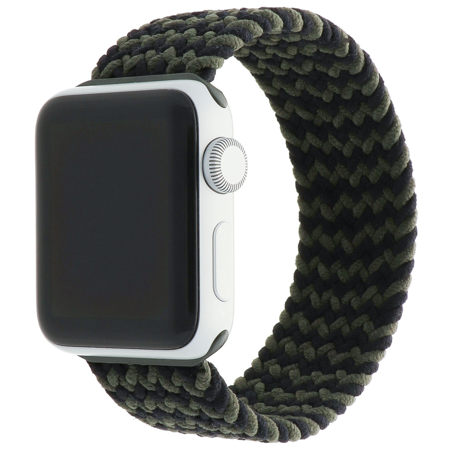 Apple Watch gevlochten solo band - zwart groen - iwatch - Horlogeband Armband Polsband