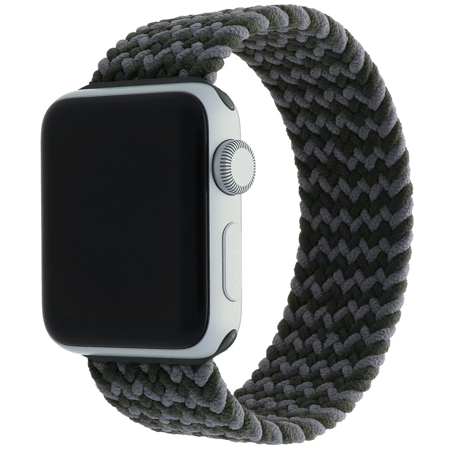 Apple Watch gevlochten solo band - groen grijs - iwatch - Horlogeband Armband Polsband
