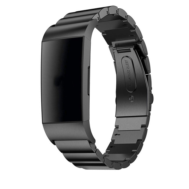 Fitbit Charge 3 & 4 stalen schakel band - zwart