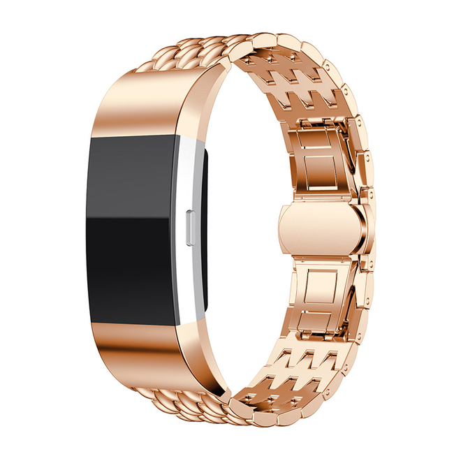 Merk 123watches Fitbit charge 3 & 4 dragon steel link - rose gold