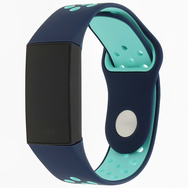 Merk 123watches Fitbit charge 3 & 4 sport band - dark blue light blue