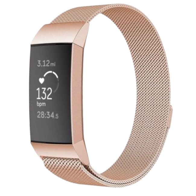Merk 123watches Fitbit Charge 3 & 4 milanese band - rose goud