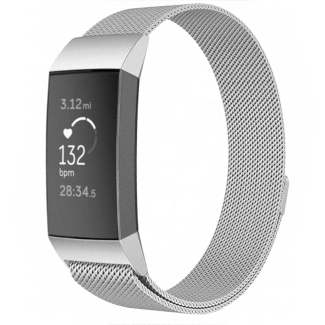 Fitbit Charge 4 Milanese Bandje - Zilver - SM