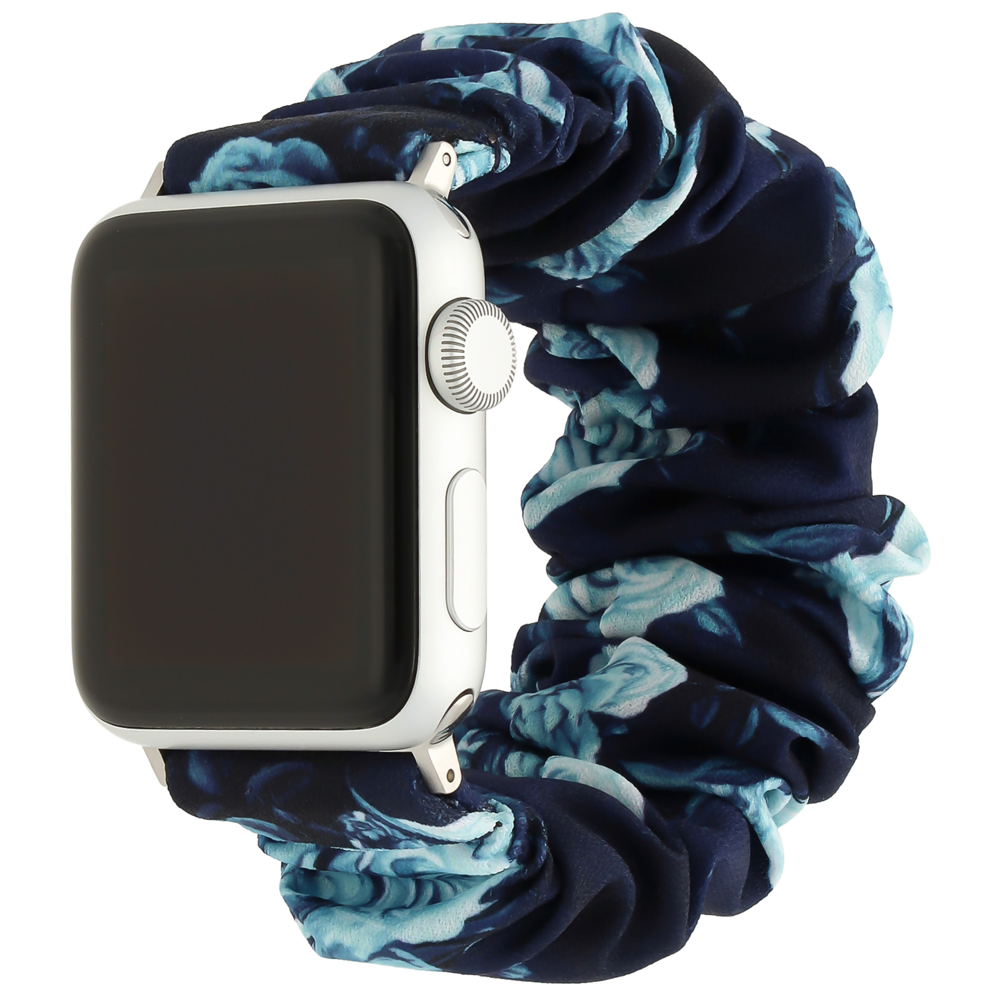 Apple Watch scrunchie band - donkerblauw rozen - iwatch - Horlogeband Armband Polsband