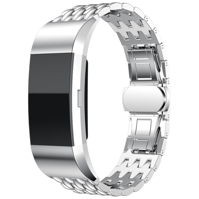 Merk 123watches Fitbit charge 2 dragon steel link - silver