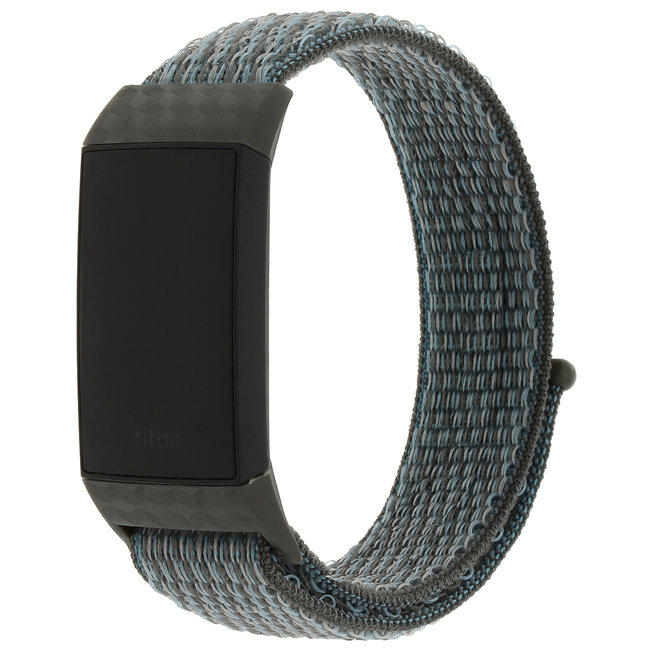Merk 123watches Fitbit Charge 3 & 4 nylon sport band - storm grijs